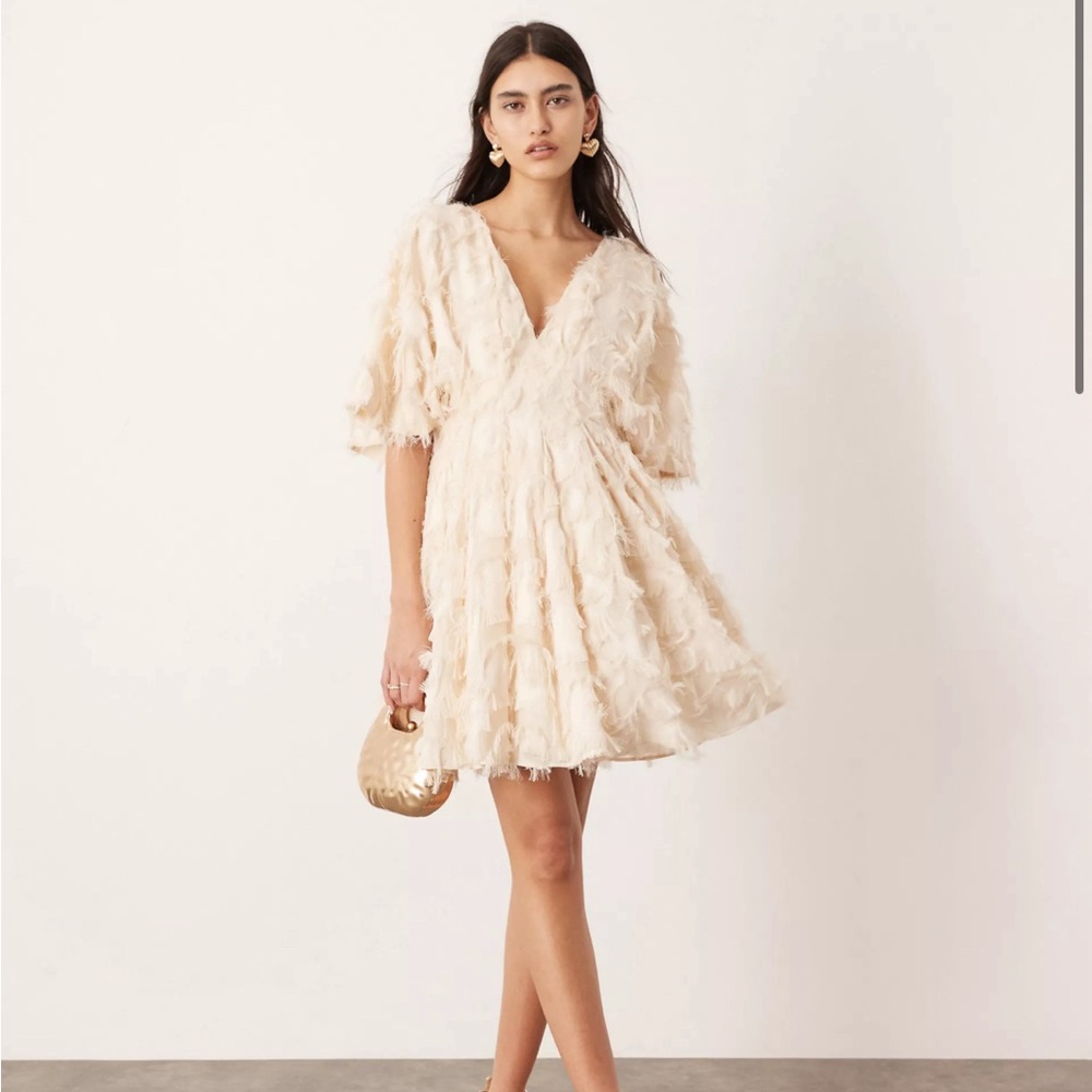 ASOS feather mini dress - off white